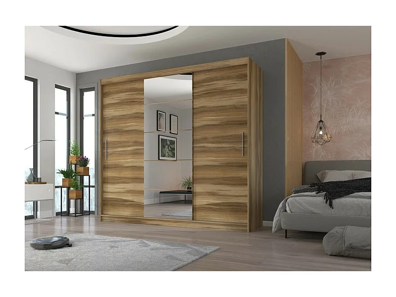Armadio Wingo (235cm)/ante scorrevoli/specchio/Marrone