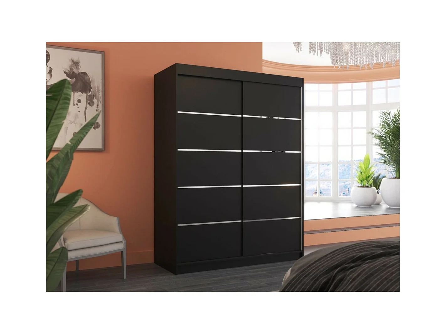 Armoire Soro (150cm)/portes coulissantes/Noir