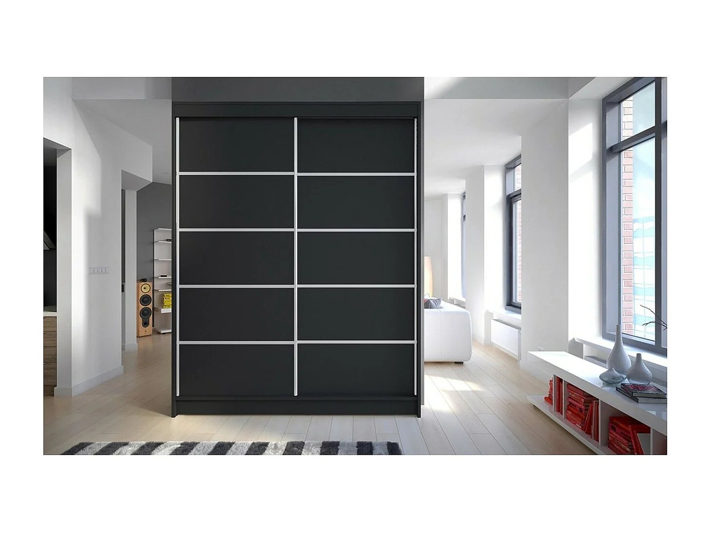 Armoire Soro (150cm)/portes coulissantes/Noir