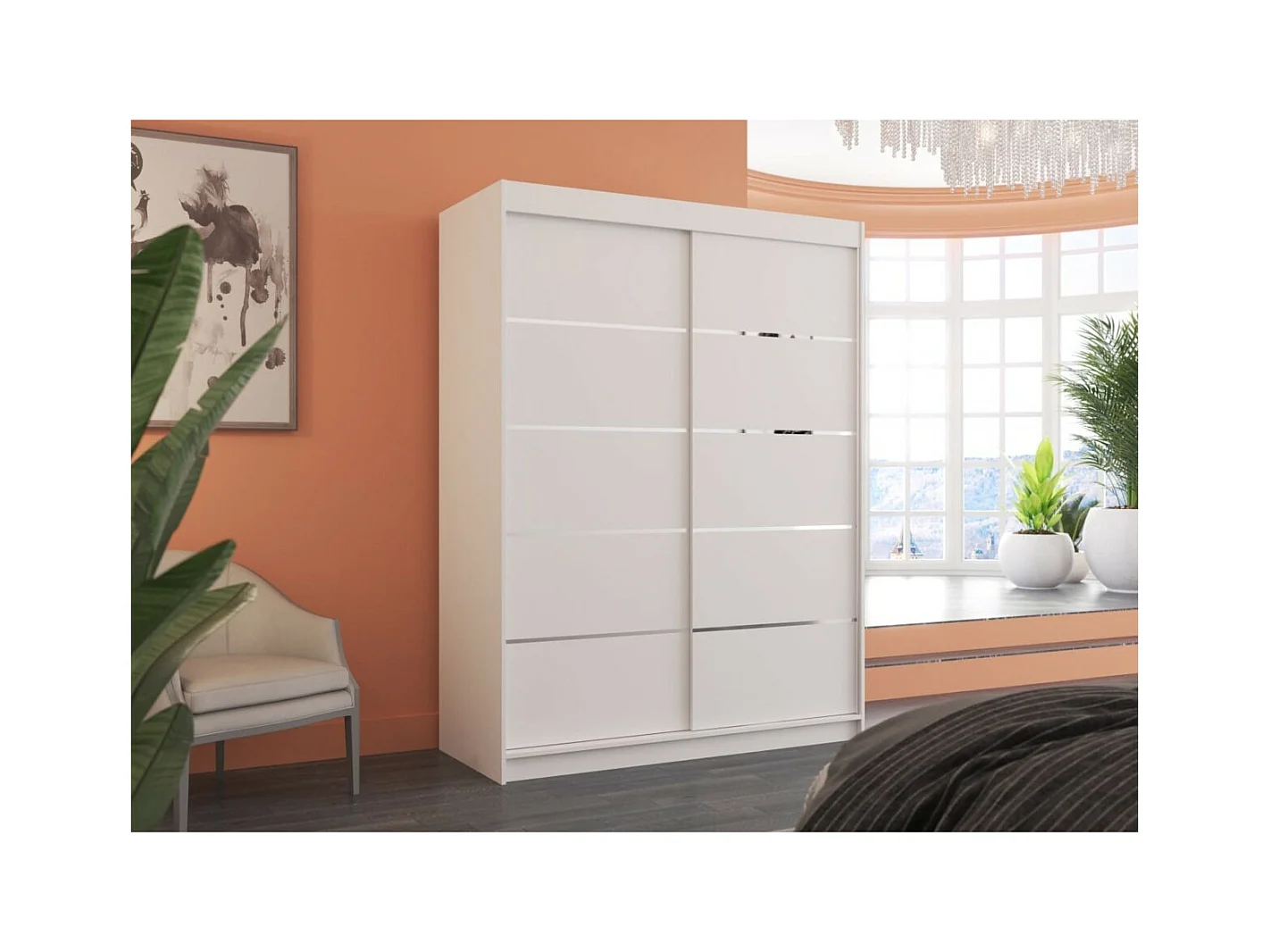 Armoire Soro (150cm)/portes coulissantes/Blanc