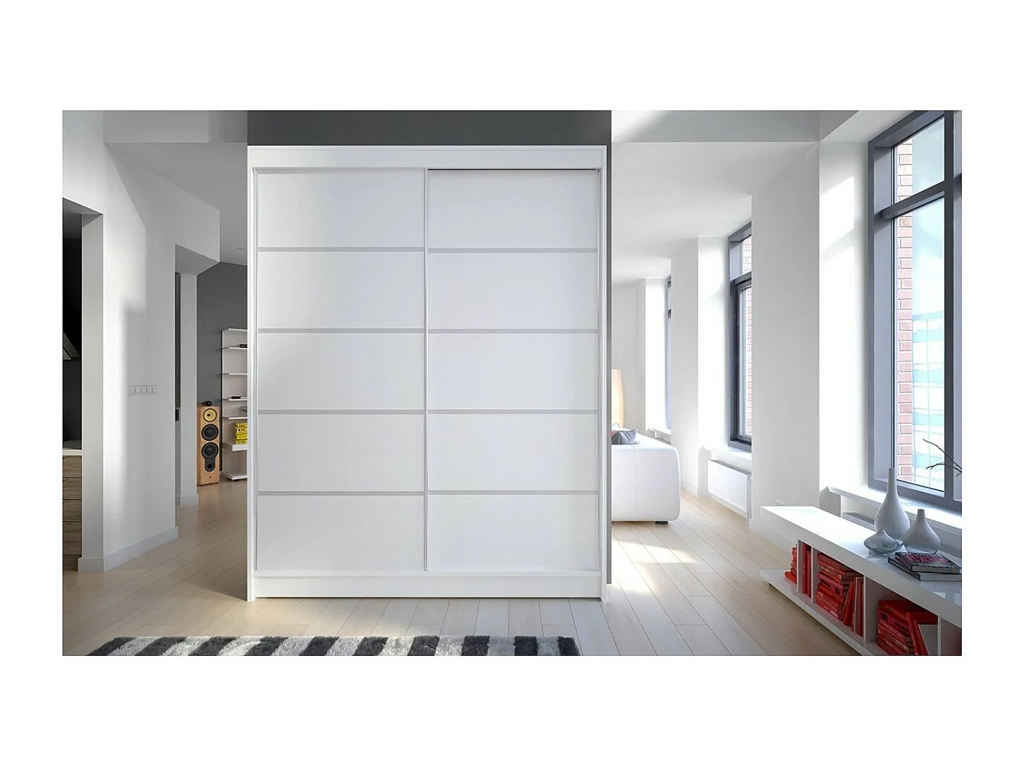 Kleiderschrank Soro (150cm)/Schiebetüren/Weiss