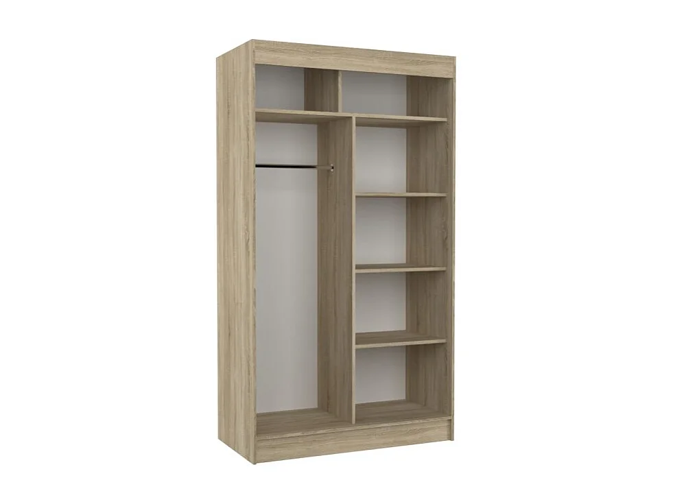 Kleiderschrank Kiran (120cm)/Spiegel/Schiebetüren/Weiss