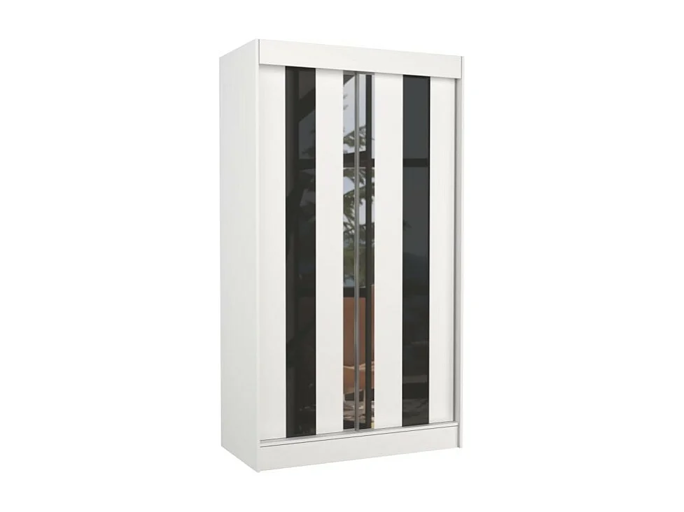 Kleiderschrank Kiran (120cm)/Spiegel/Schiebetüren/Weiss