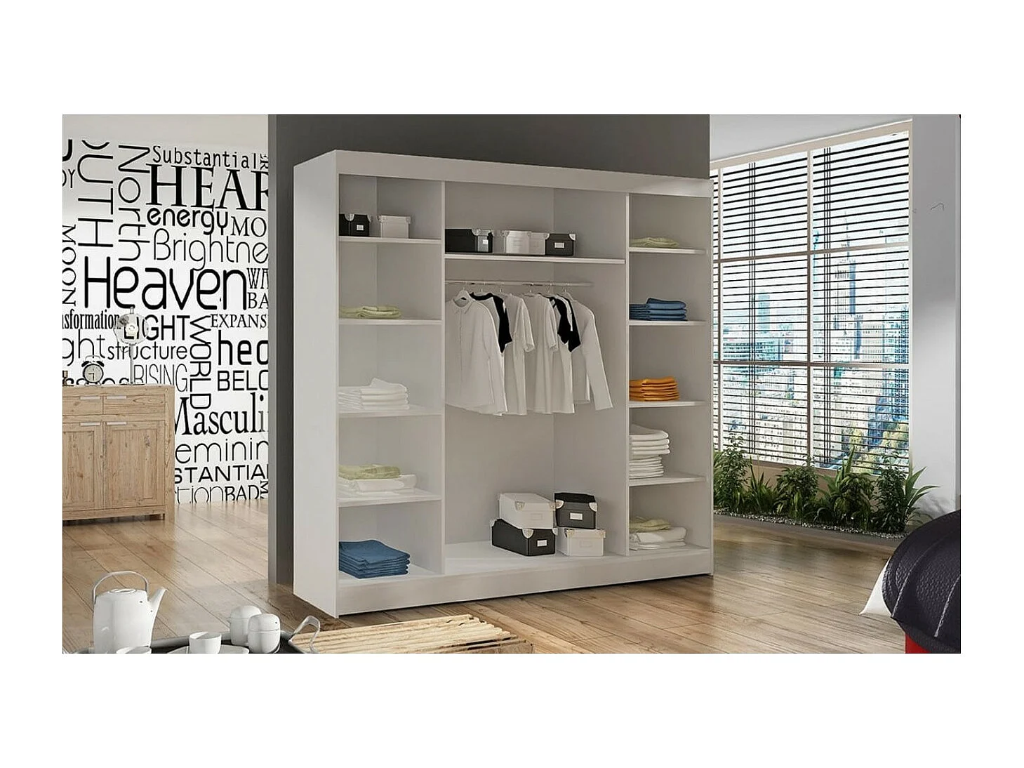 Armoire Polna (200cm)/portes coulissantes/Blanc