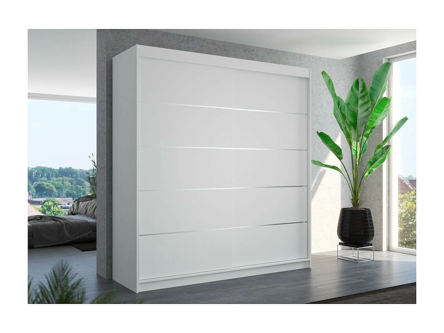 Kleiderschrank Polna (200cm)/Schiebetüren/Weiss