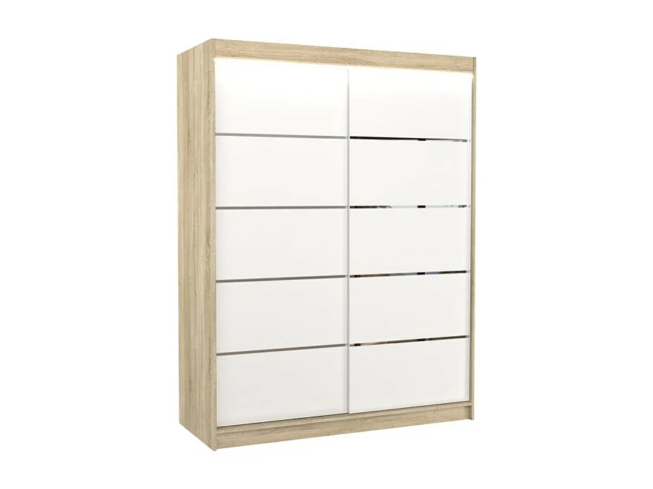 Armadio Soro (150cm)/ante scorrevoli/LED/Sonoma&Bianco