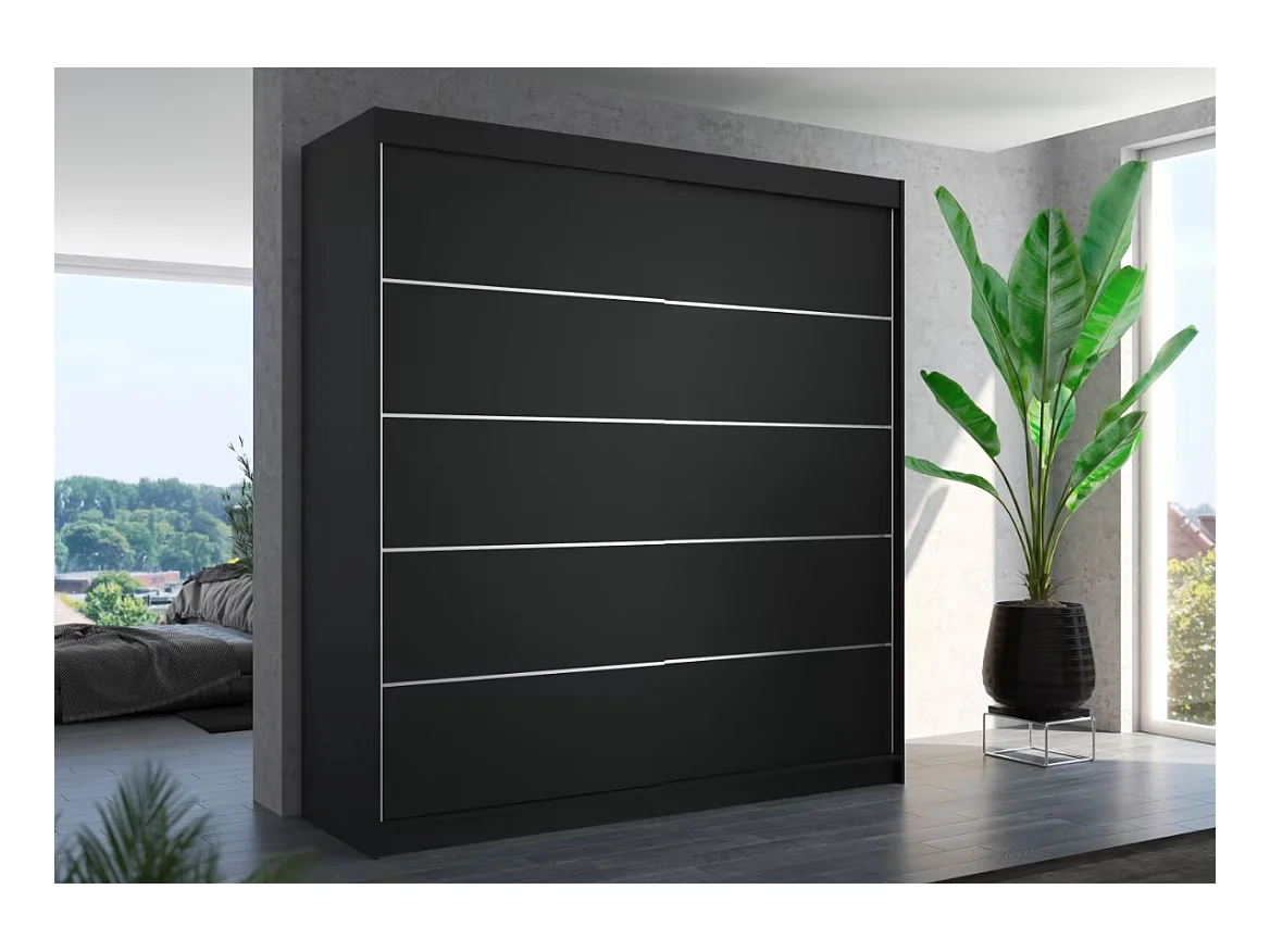 Armoire Polna (200cm)/portes coulissantes/Noir