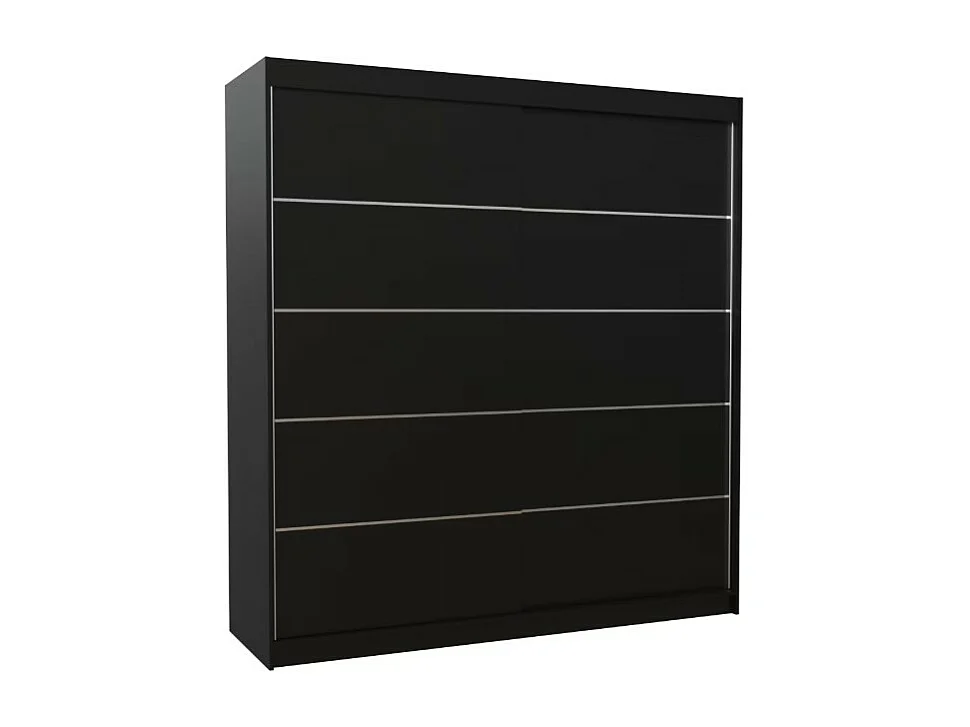 Kleiderschrank Polna (200cm)/Schiebetüren/Schwarz