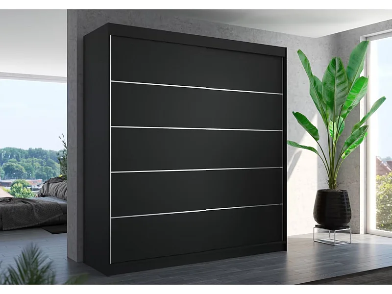 Armadio Polna (200 cm)/ante scorrevoli/Nero