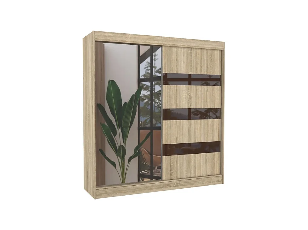 Armadio Thora (200cm)/Specchio/Ante scorrevoli/Sonoma