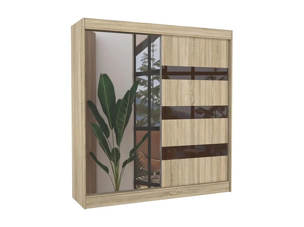 Armadio Thora (200cm)/Specchio/Ante scorrevoli/Sonoma