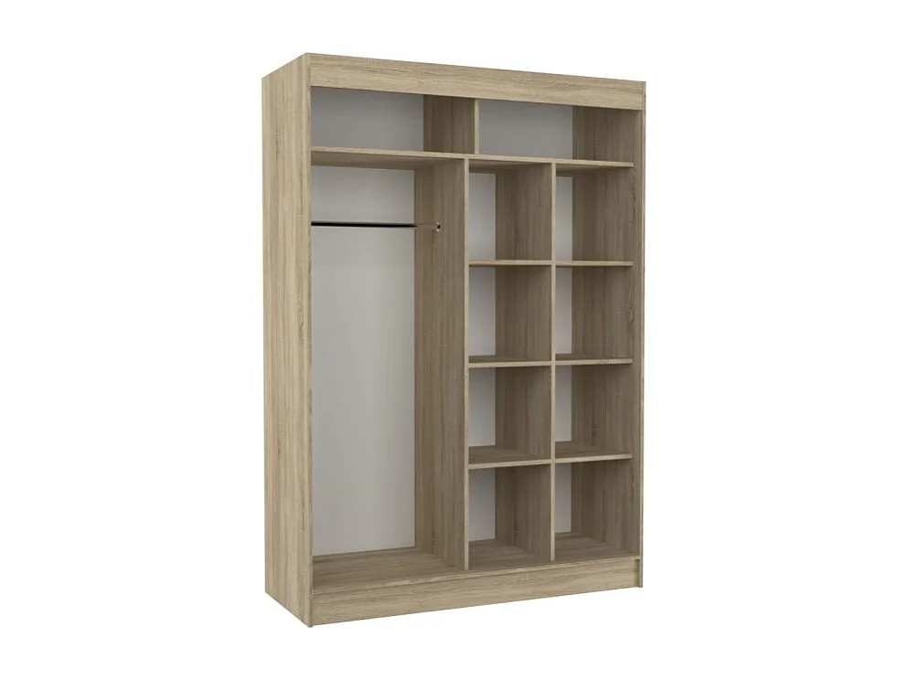 Kleiderschrank Kiran (150cm)/Spiegel/Schiebetüren/Braun