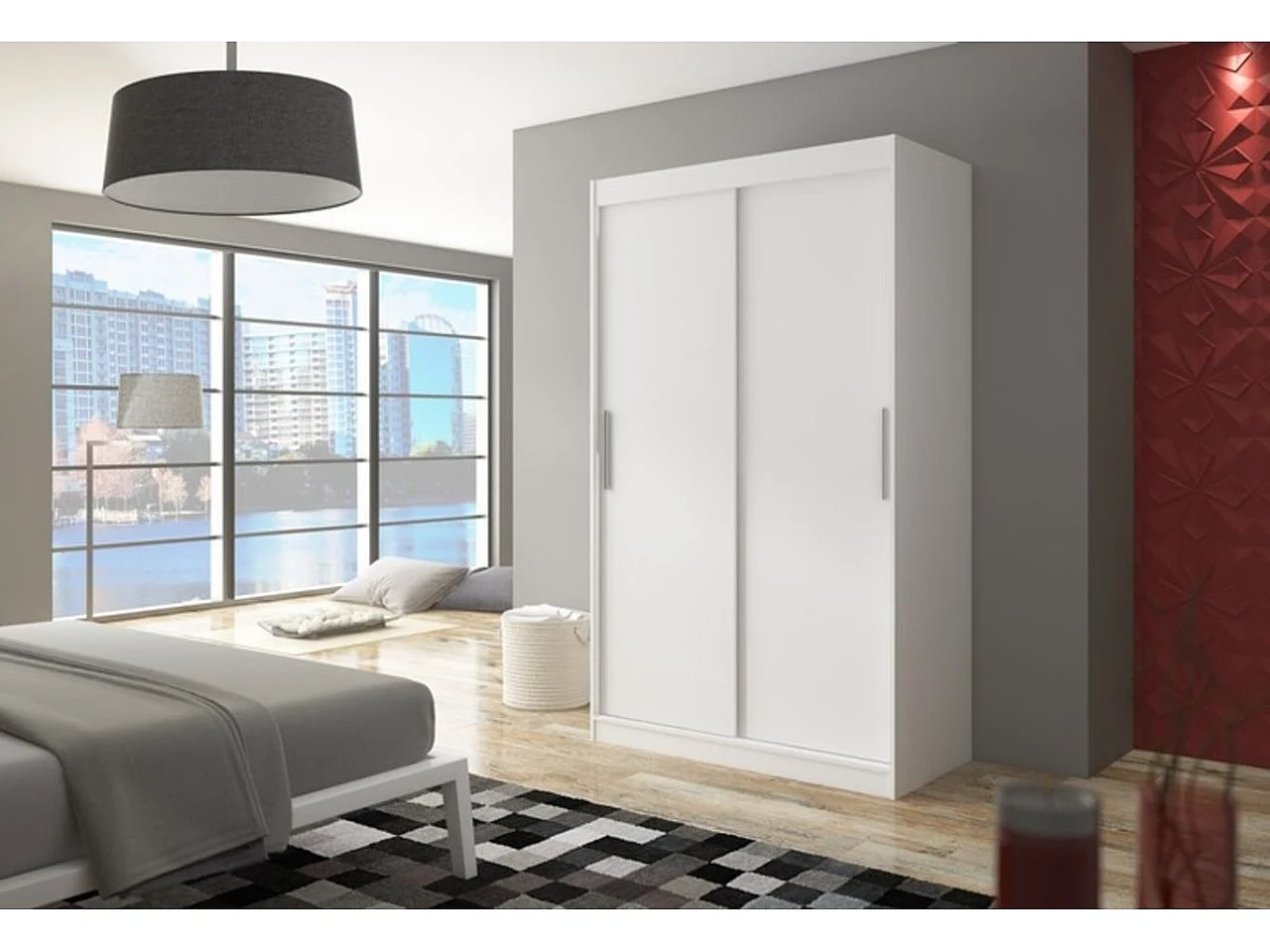 Armoire Ronn (120cm)/portes coulissantes/Blanc