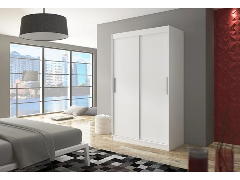 Armadio Ronn (120 cm)/ante scorrevoli/Bianco