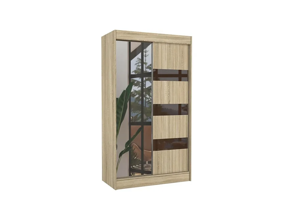 Armadio Thora (120cm)/Specchio/Ante scorrevoli/Beige