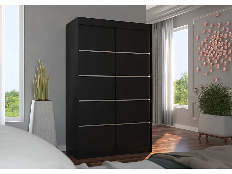 Armoire Tamon (120cm)/portes coulissantes/Noir