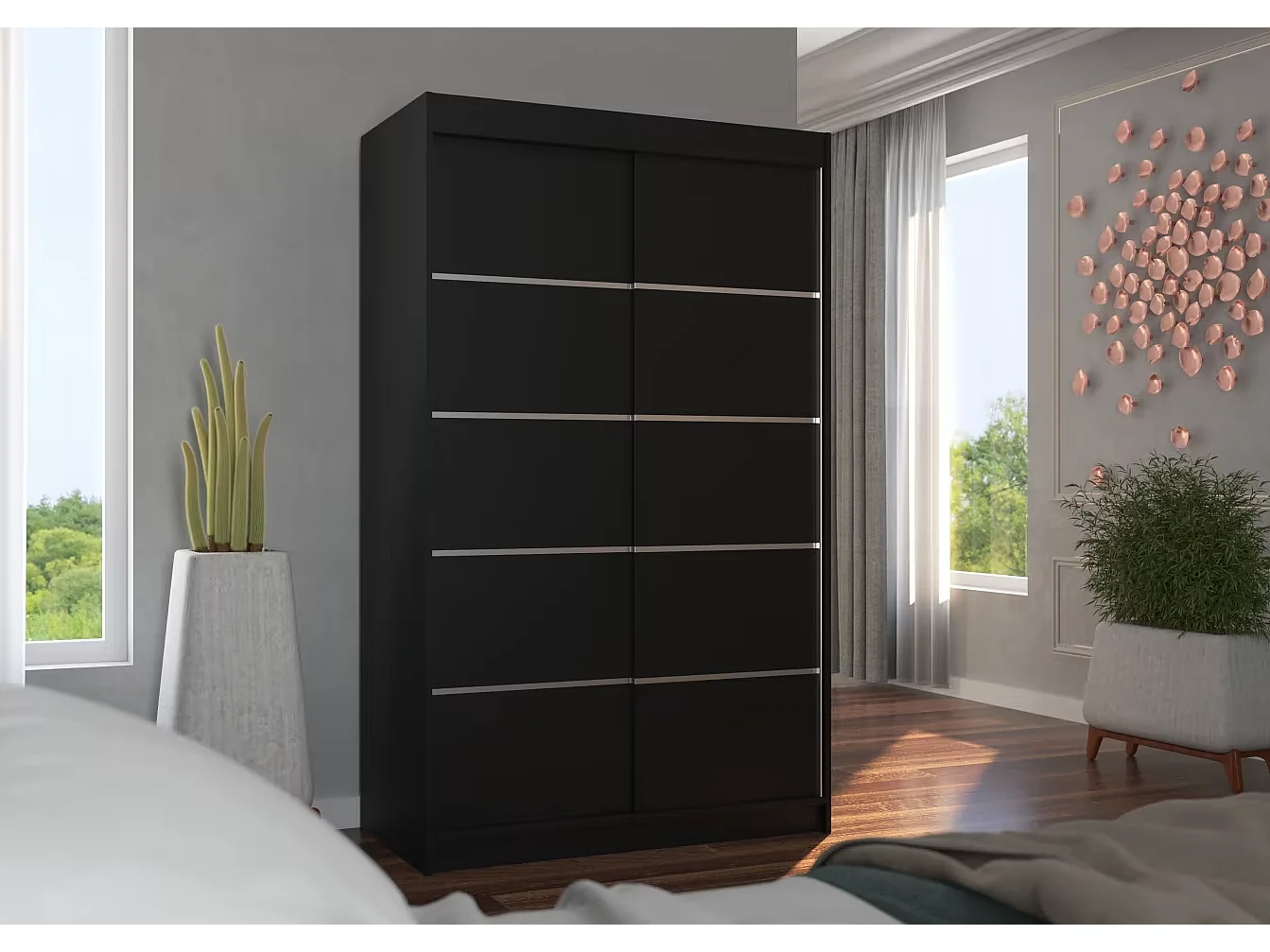 Armoire Tamon (120cm)/portes coulissantes/Noir
