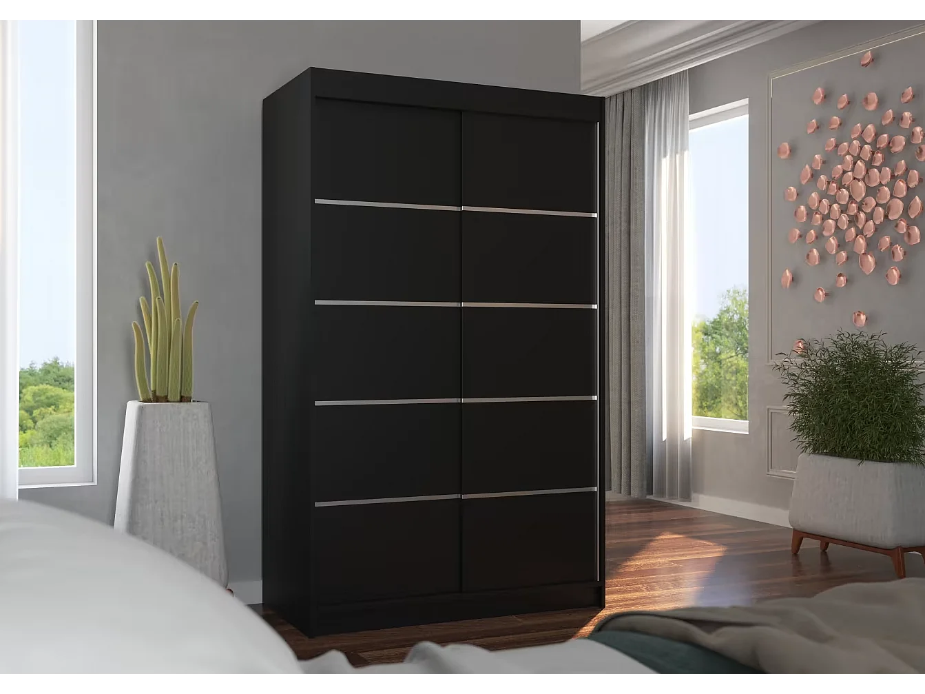 Armoire Tamon (120cm)/portes coulissantes/Noir
