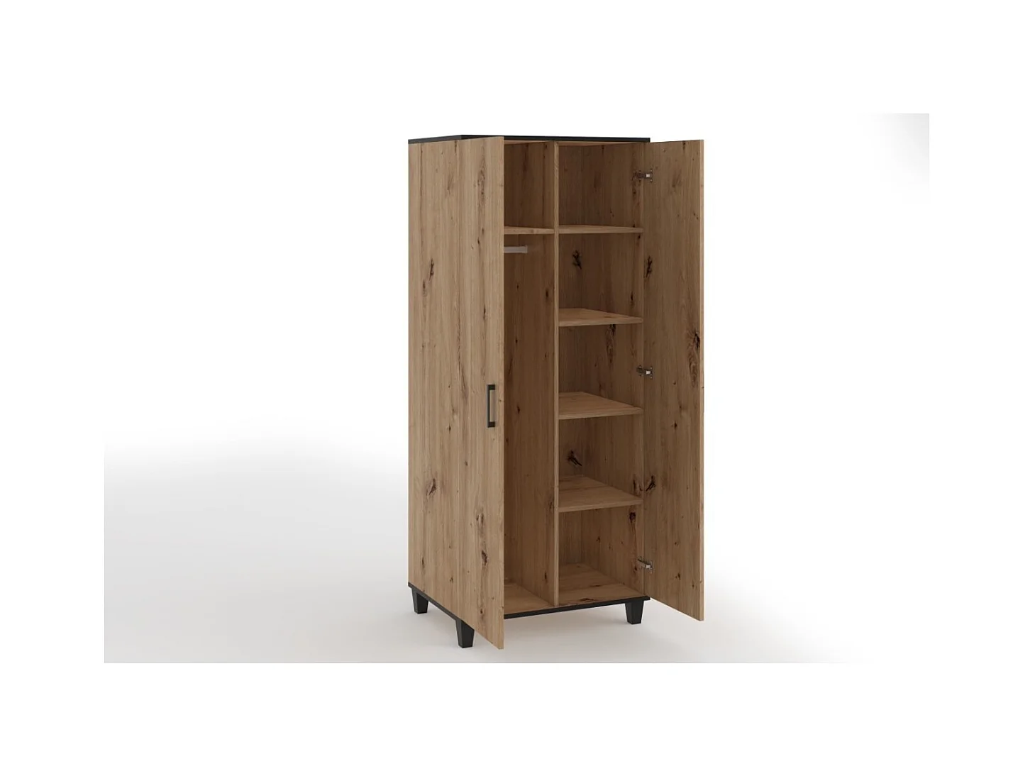 Armoire Pauline (80 cm) Portes battantes/Miroir/Marron artisanal