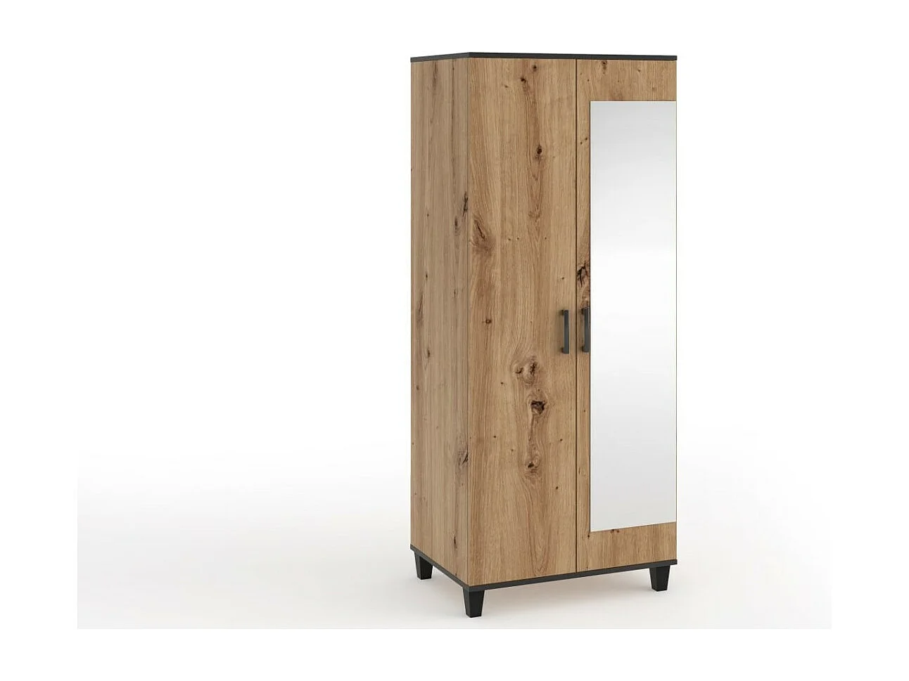 Armoire Pauline (80 cm) Portes battantes/Miroir/Marron artisanal