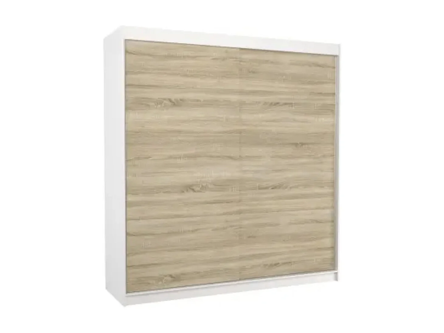 Armoire de chambre d'adulte TERIKA 200cm – Grande capacité-Blanc/Naturel