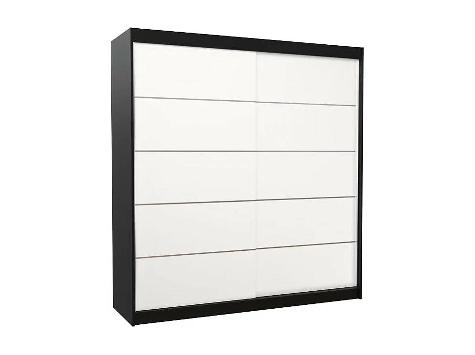 Armadio Polna (200 cm)/ante scorrevoli/Nero&Bianco
