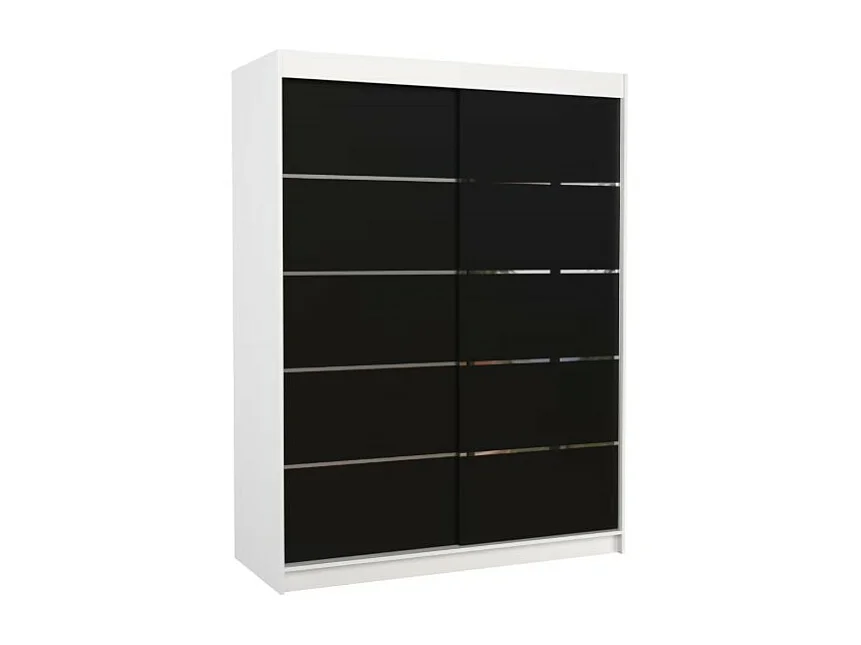 Kleiderschrank Soro (150cm)/Schiebetüren/Weiss&Schwarz