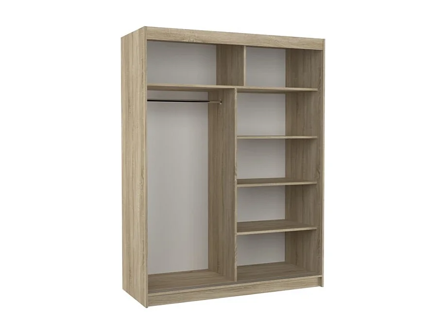 Kleiderschrank Soro (150cm)/Schiebetüren/Weiss&Schwarz