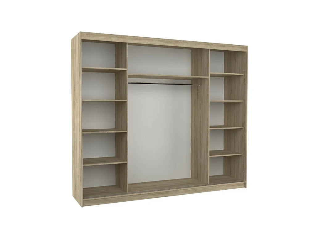 Armoire Bargala (250cm)/Miroir/LED/Portes coulissantes/Marron