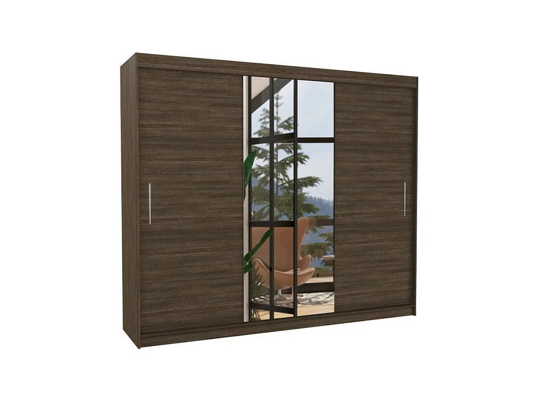Armoire Bargala (250cm)/Miroir/LED/Portes coulissantes/Marron