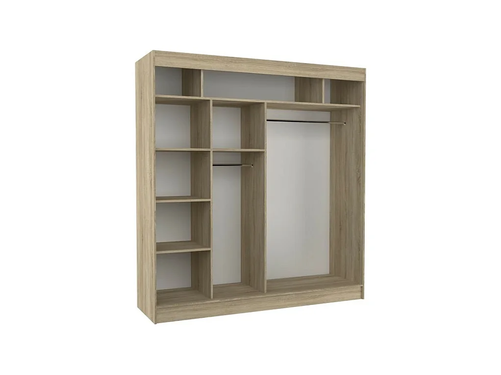 Kleiderschrank Thora (200cm)/Spiegel/Schiebetüren/Braun