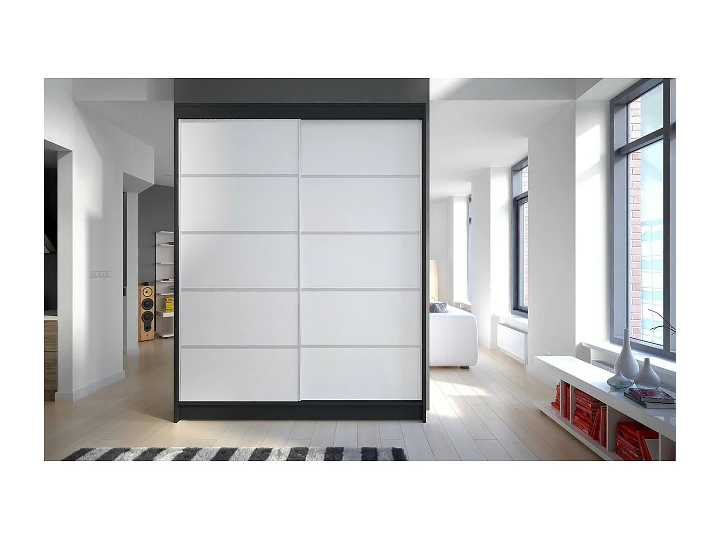 Armoire Soro (150cm)/portes coulissantes/Noir&Blanc