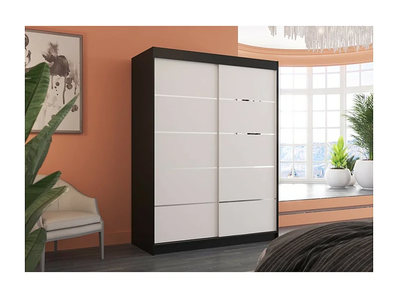 Armadio Soro (150cm)/ante scorrevoli/Nero&Bianco