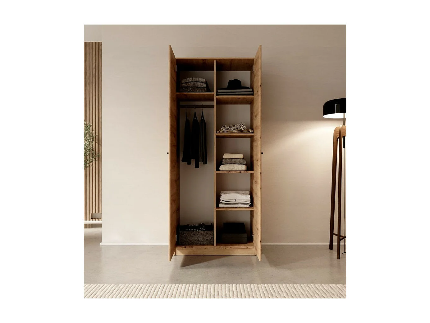 Armadio Evy (80 cm)/Ante a battente/Marrone artigianale