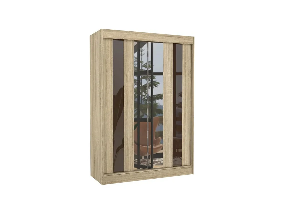 Armadio Kiran (150cm)/Specchio/Ante scorrevoli/Sonoma