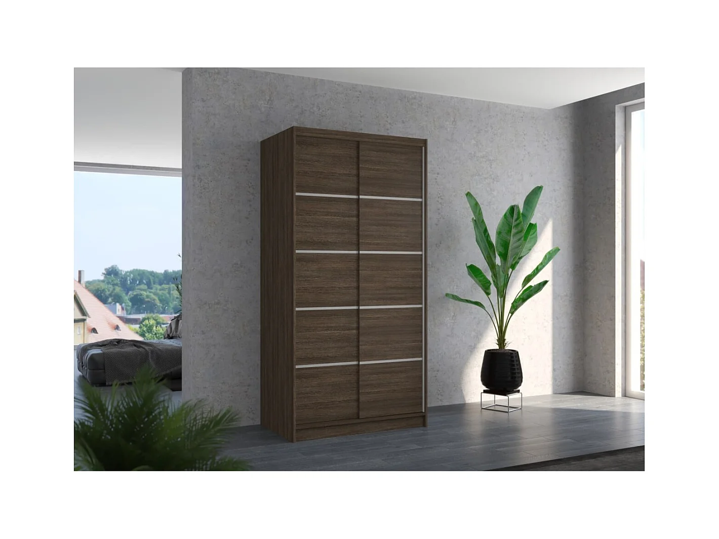 Armoire Olea (100cm)/portes coulissantes/Marron