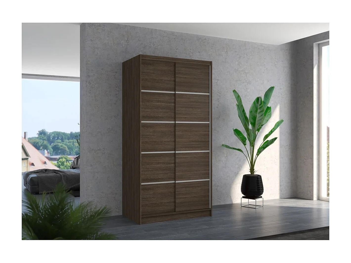 Armoire Olea (100cm)/portes coulissantes/Marron