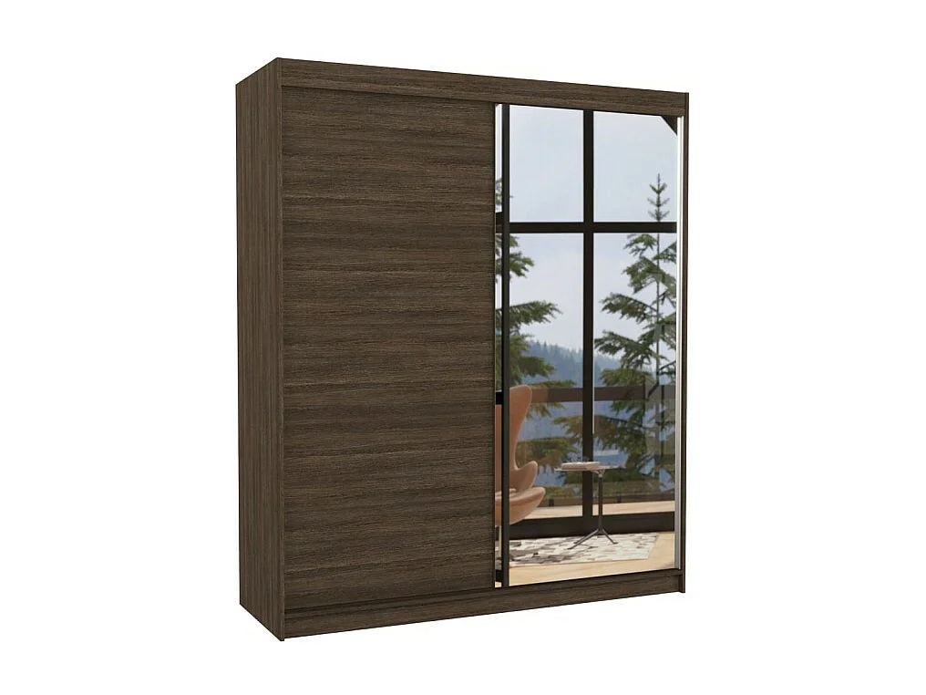Armadio Vigi (180cm)/Specchio/Ante scorrevoli/Marrone