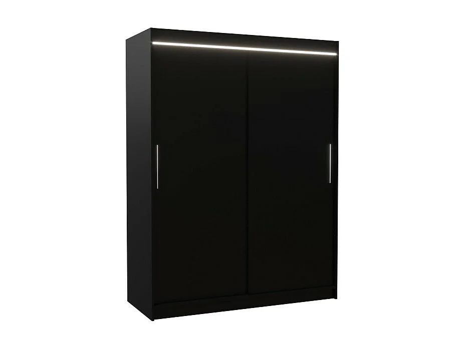 Armadio Lucio (150cm)/ante scorrevoli/LED/Nero