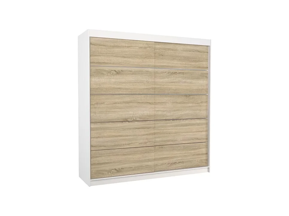 Armoire Polna (200cm)/portes coulissantes/Blanc&Sonoma