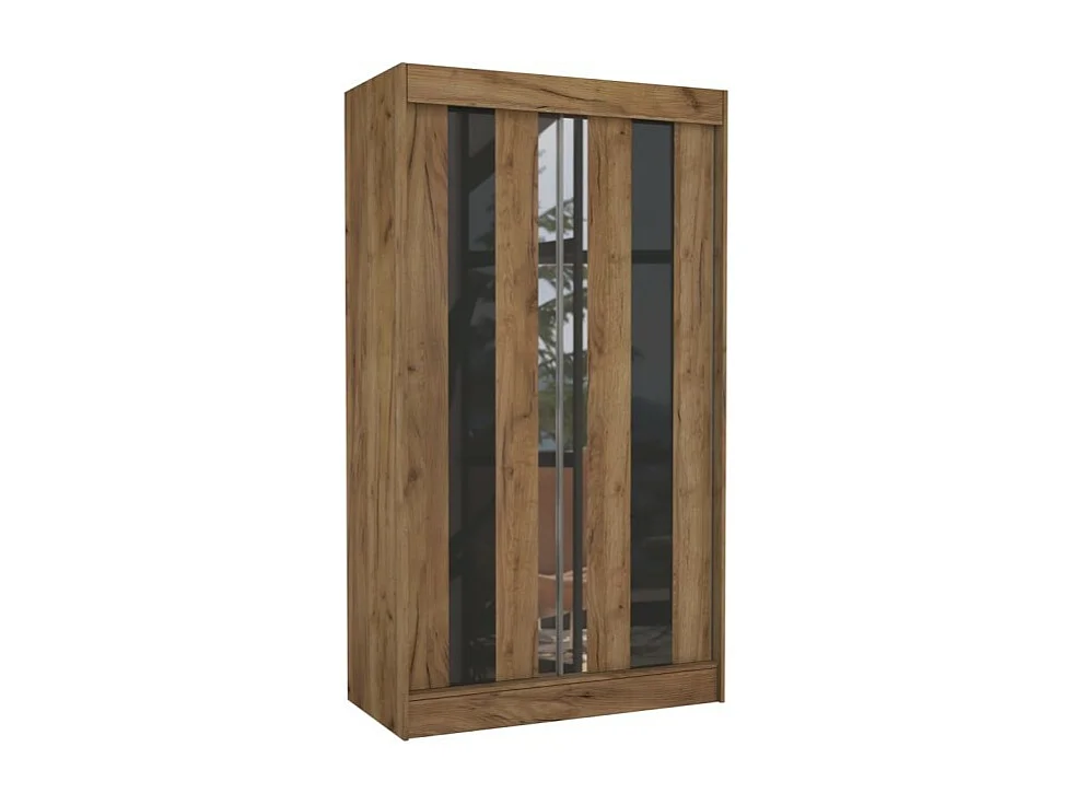 Kleiderschrank Kiran (120cm)/Spiegel/Schiebetüren/Braun