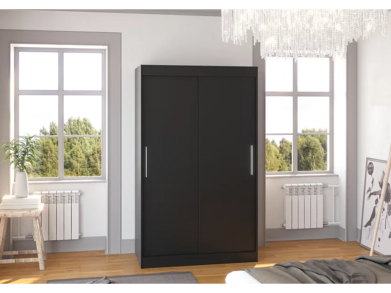 Armoire Ronn (120cm)/portes coulissantes/Noir