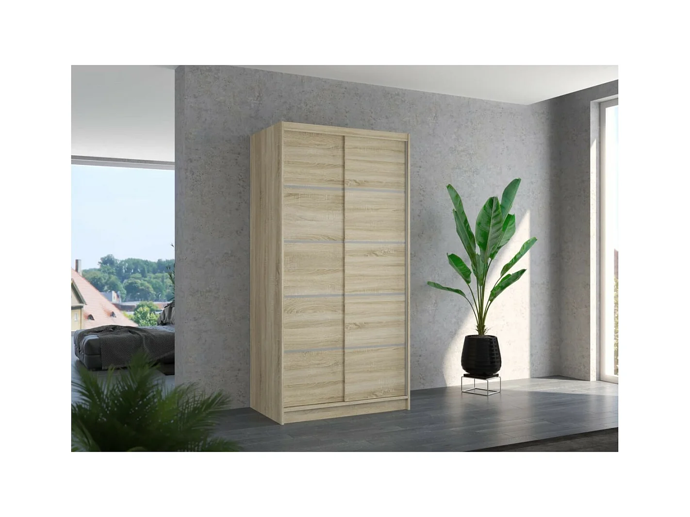 Armoire Olea (100cm)/portes coulissantes/Sonoma