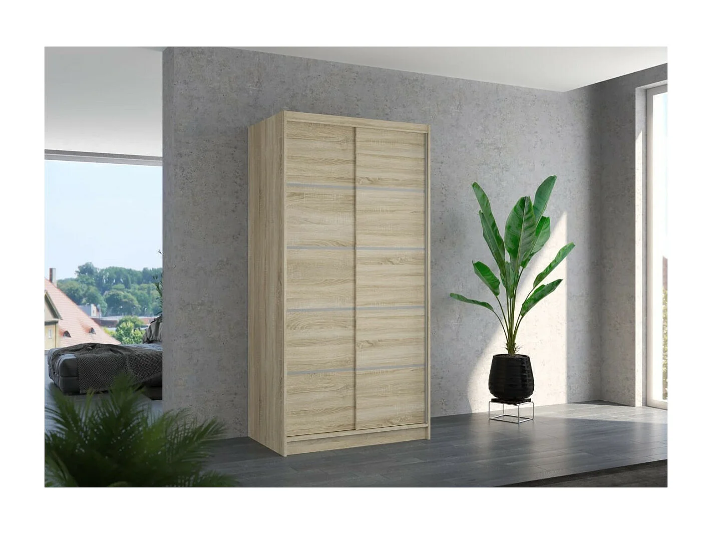 Armoire Olea (100cm)/portes coulissantes/Sonoma