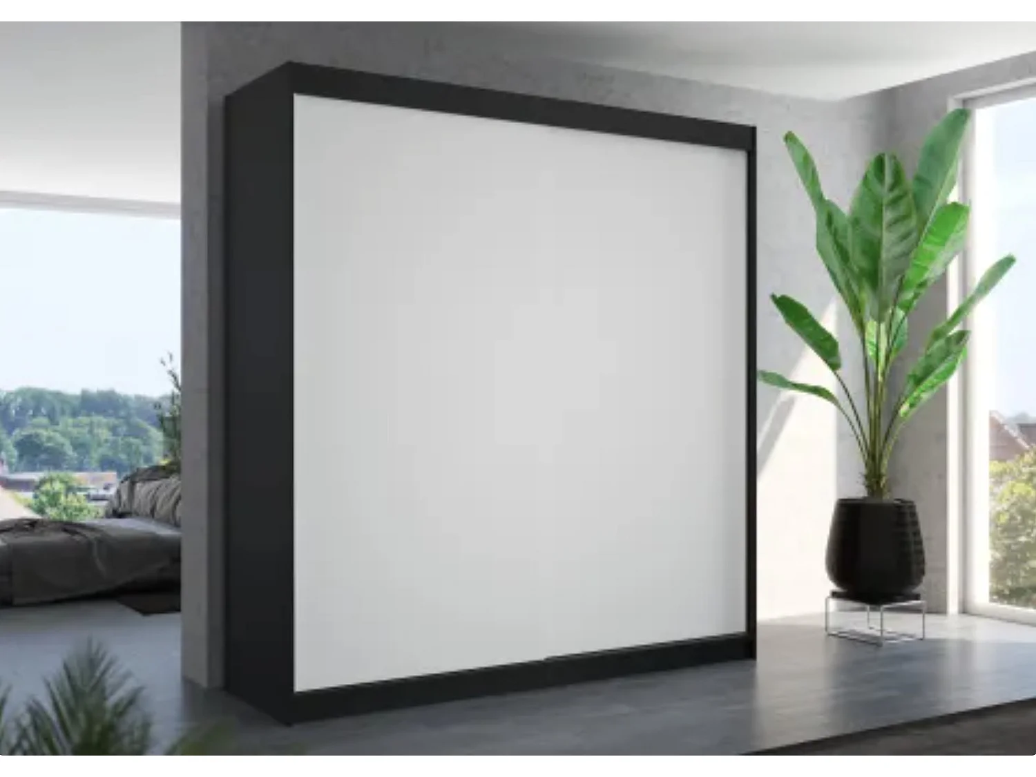 Armoire de chambre d'adulte TERIKA 200cm – Grande capacité-Noir/Blanc