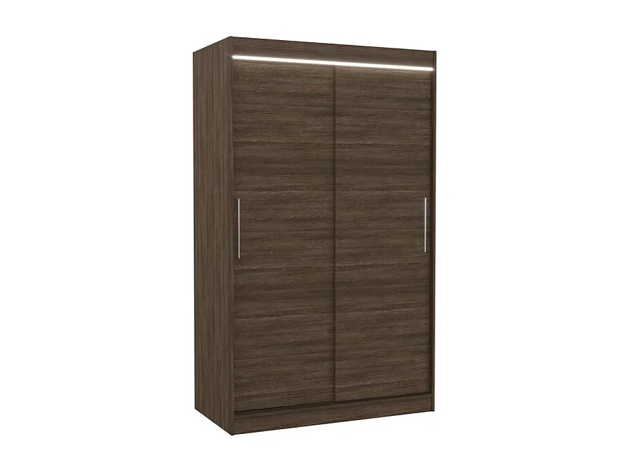 Armoire Ronn (120cm)/portes coulissantes/LED/Marron