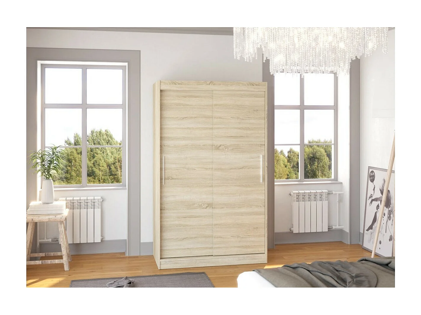 Armoire Ronn (120cm)/portes coulissantes/Sonoma