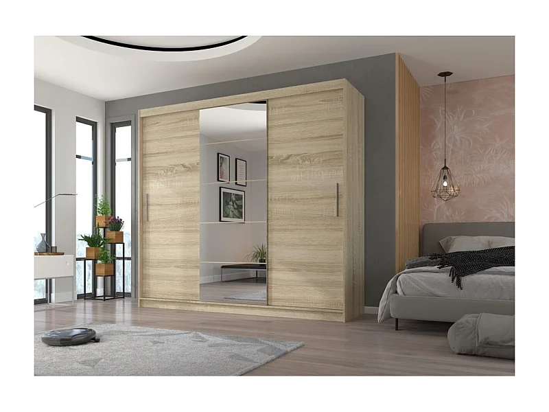 Armoire Wingo (235cm)/portes coulissantes/miroir/Sonoma