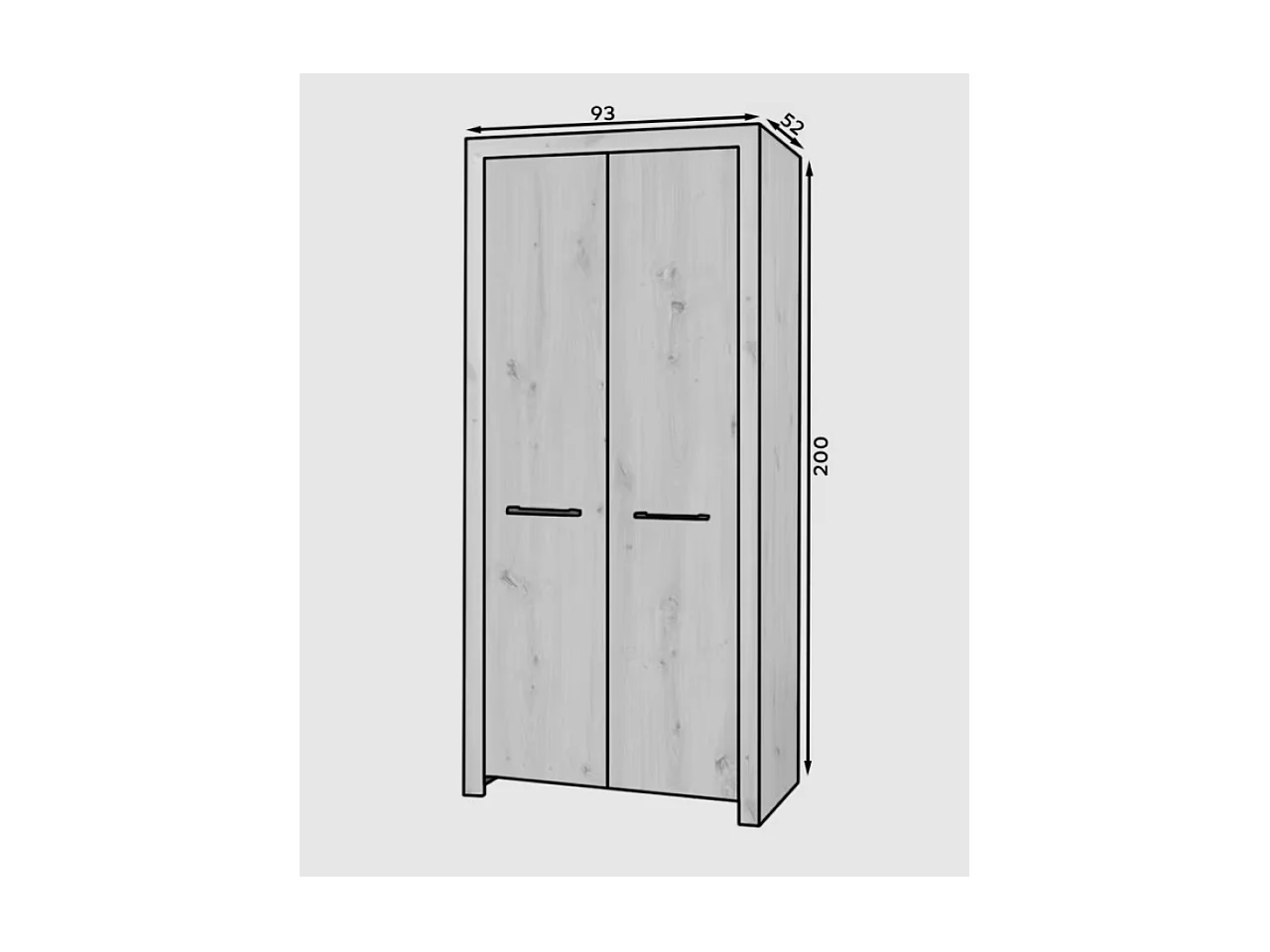 Armoire Janette (93 cm)/Portes battantes/Marron artisanal