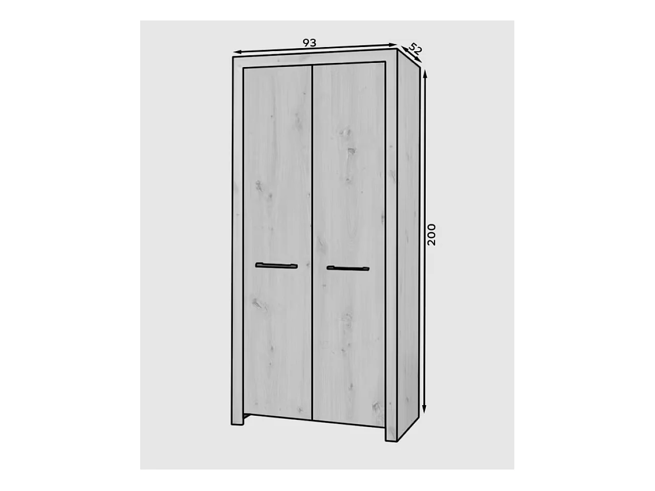 Armoire Janette (93 cm)/Portes battantes/Marron artisanal